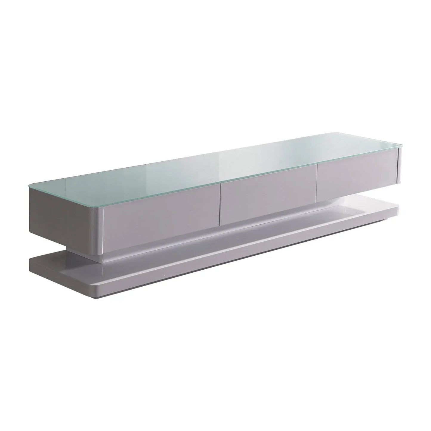 TV Cabinet with 3 Storage Drawers With High Glossy Assembled Entertainment Unit in White colour - Mekamart Australia