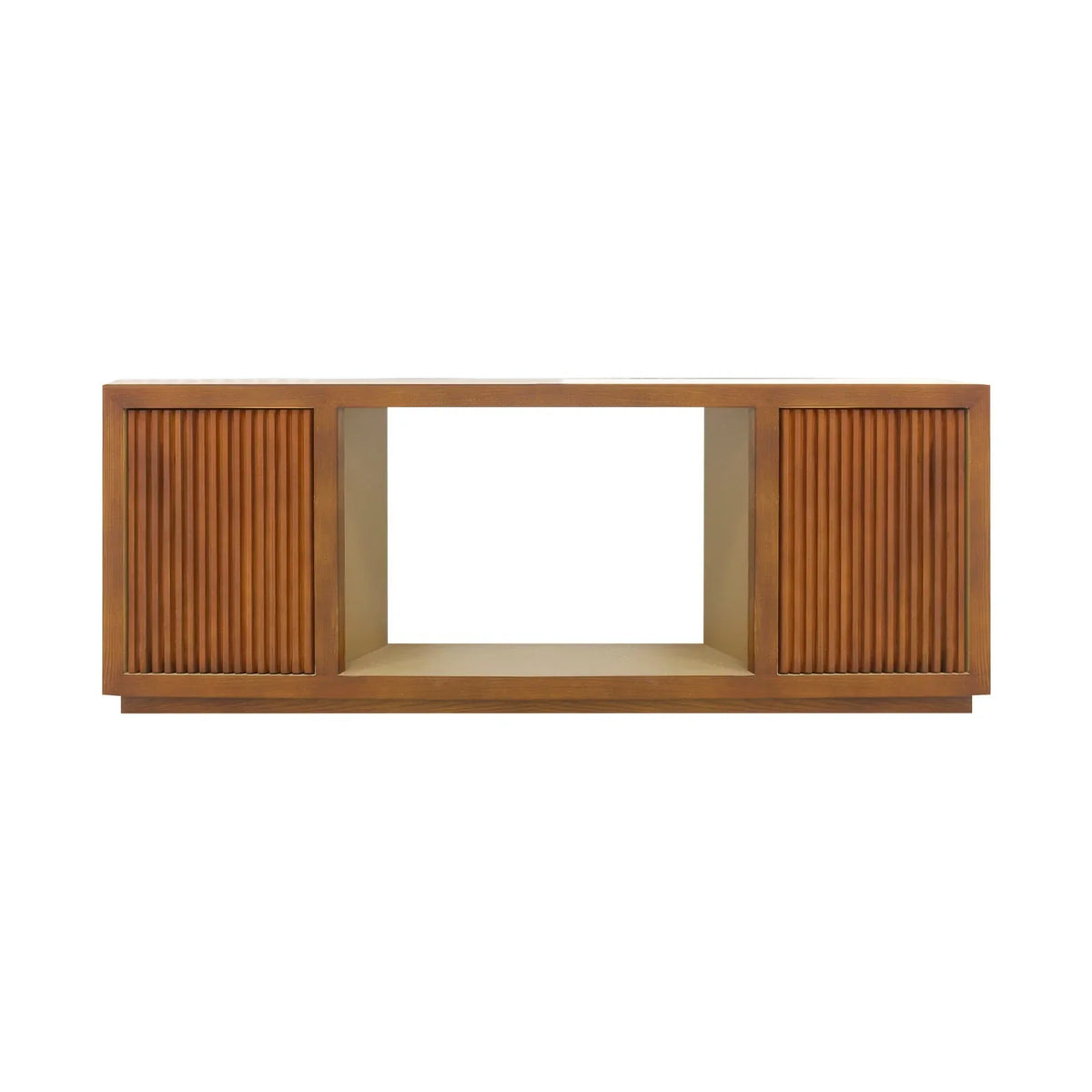 TV Cabinet MDF Brown Colour Two Sideboards Open Space - Mekamart Australia