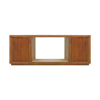 TV Cabinet MDF Brown Colour Two Sideboards Open Space - Mekamart Australia