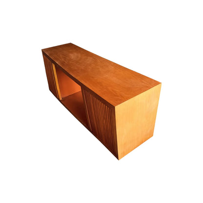 TV Cabinet MDF Brown Colour Two Sideboards Open Space - Mekamart Australia