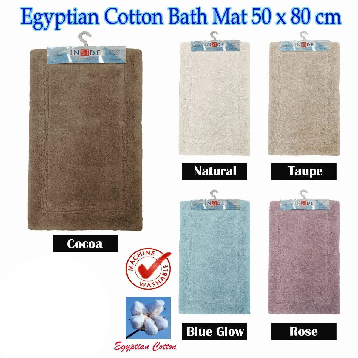 Egyptian Cotton Bath Mat 50x80 cm Natural - Mekamart Australia