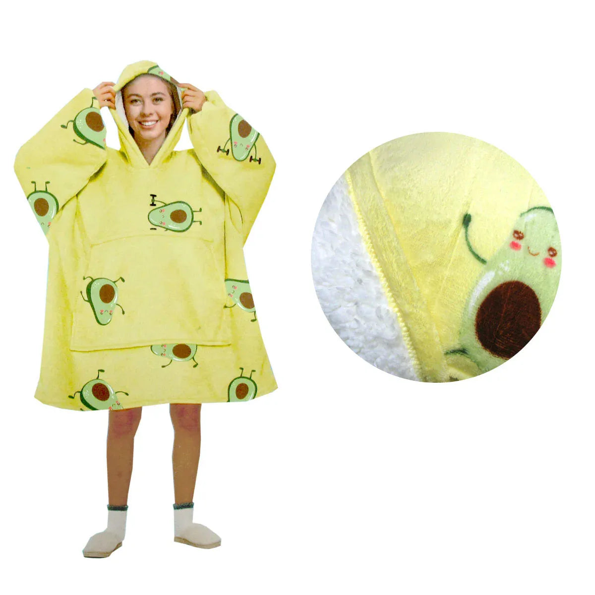 Blanket Hoodie with Sherpa Reverse Yellow Avacado - Mekamart Australia