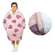 Adult Women Comfy Warm Blanket Hoodie with Sherpa Fleece Reverse Pink Hearts - Mekamart Australia