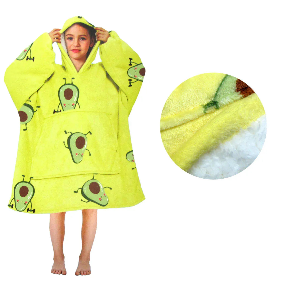 Girls Comfy Warm Blanket Hoodie with Sherpa Fleece Reverse Avocado - Mekamart Australia