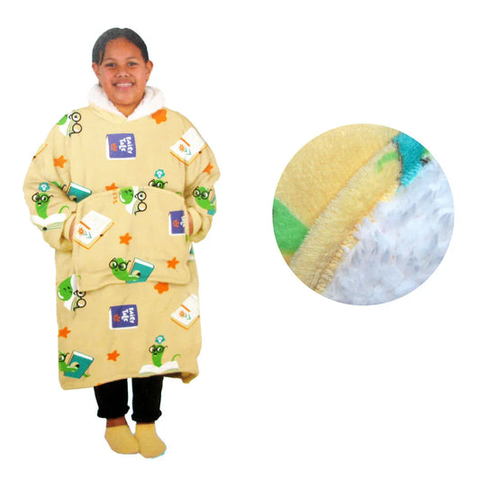 Girls Comfy Warm Blanket Hoodie with Sherpa Fleece Reverse Bookworm - Mekamart Australia