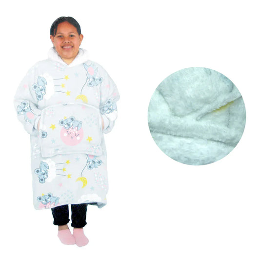Girls Comfy Warm Blanket Hoodie with Sherpa Fleece Reverse Koala - Mekamart Australia