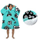 Blanket Hoodie with Sherpa Reverse Aqua Robots - Mekamart Australia