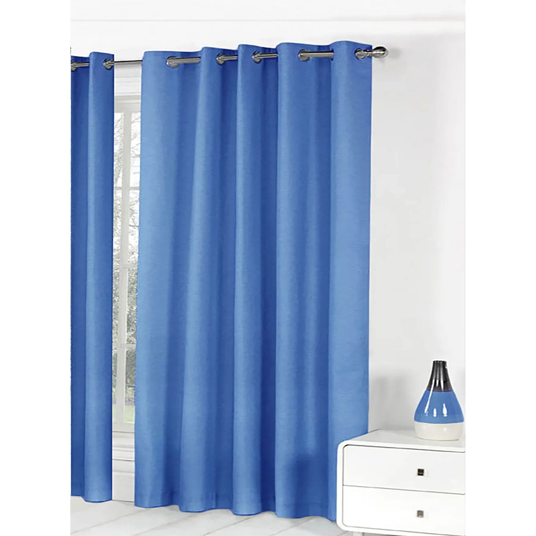 Bloomington Pair of Easy Care Eyelet Curtains Blue 180 x 221 cm - Mekamart Australia