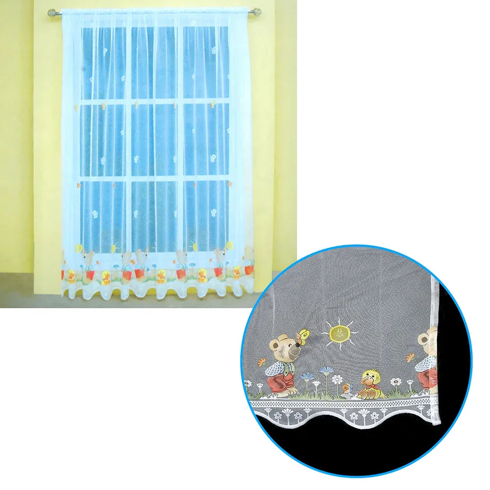 One Piece Kids CuteSheer Lace Curtain Teddy Garden - Mekamart Australia