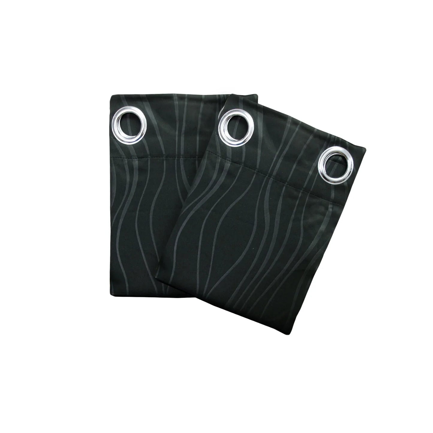 Pair of Blockout Embossed Eyelet Wave Curtains Black - Mekamart Australia