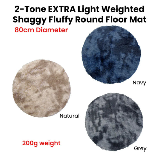 2-Toned Extra Light Weighted Shaggy Fluffy Floor Mat Natural - Mekamart Australia
