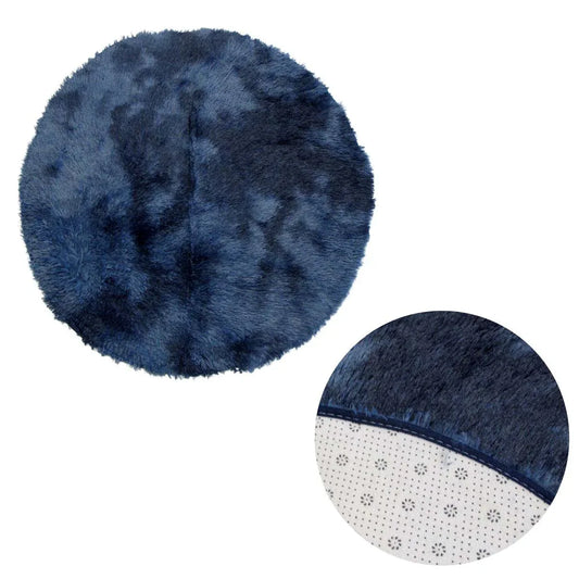 2-Toned Extra Light Weighted Shaggy Fluffy Floor Mat Navy - Mekamart Australia
