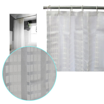 Jacquard White Checkered Bathroom Shower Curtain 180cm wide x 210 cm long - Mekamart Australia