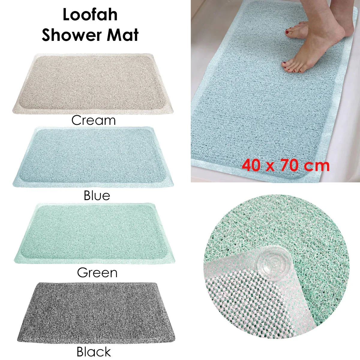 Loofah Shower Mat Blue - Mekamart Australia