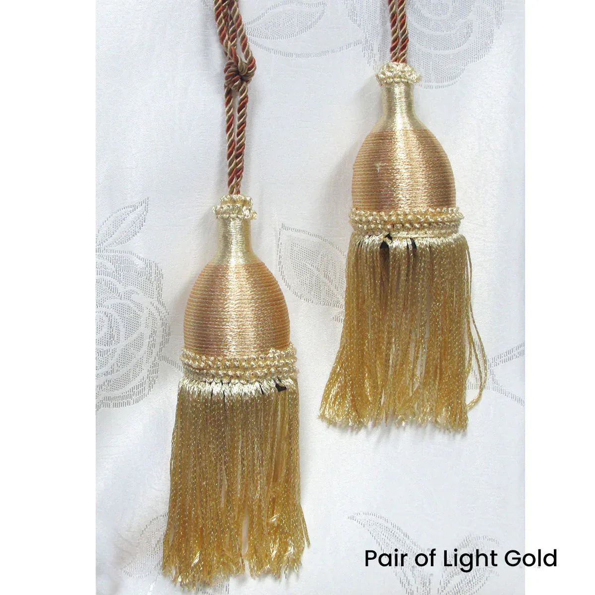 Pair of Curtain Tassel Rope Ties 52cm Light Gold - Mekamart Australia