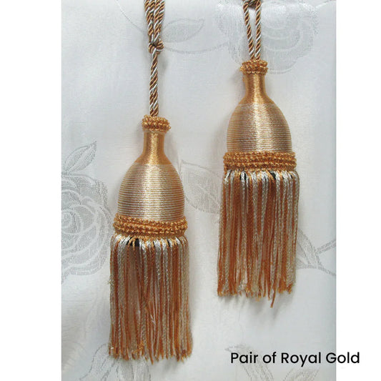 Pair of Curtain Tassel Rope Ties 52cm Royal Gold - Mekamart Australia