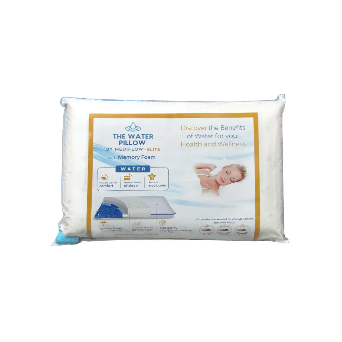 Mediflow Elite Premium Fiber Memory Foam Water Pillow 44 x 66 cm - Mekamart Australia