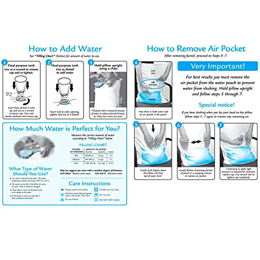 Mediflow Adjustable Waterbase Water Neck Pain Reduction Standard Pillow 51 x 71 cm - Mekamart Australia