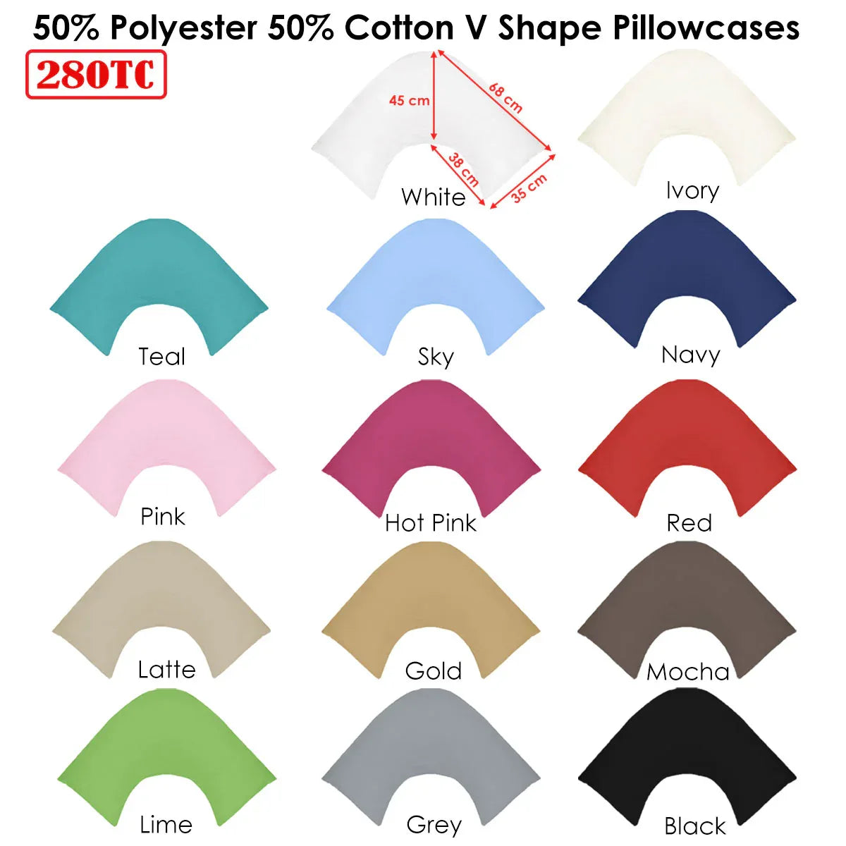 280TC Polyester Cotton V Shape Pillowcase Pink - Mekamart Australia