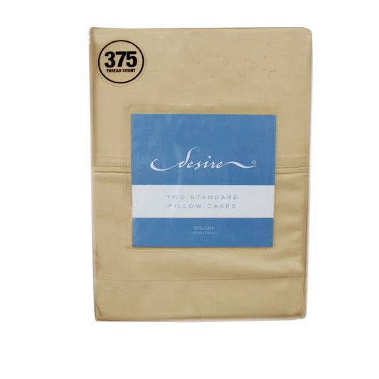 Pair of Cotton Standard Pillowcases 375TC Bone - Mekamart Australia