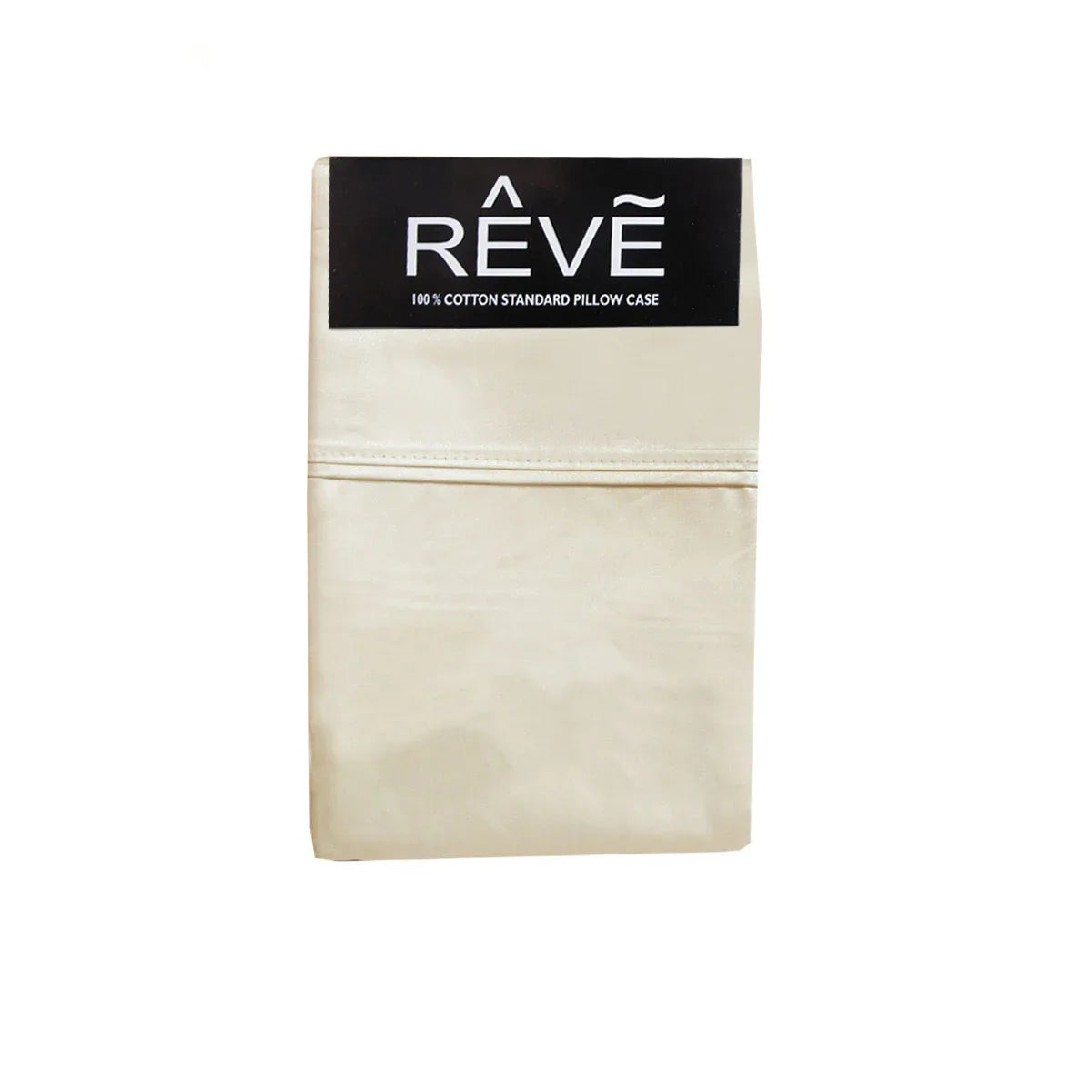 Pair of Reve 100% Cotton Standard Pillowcases 48 x 74 cm Solid Cream - Mekamart Australia