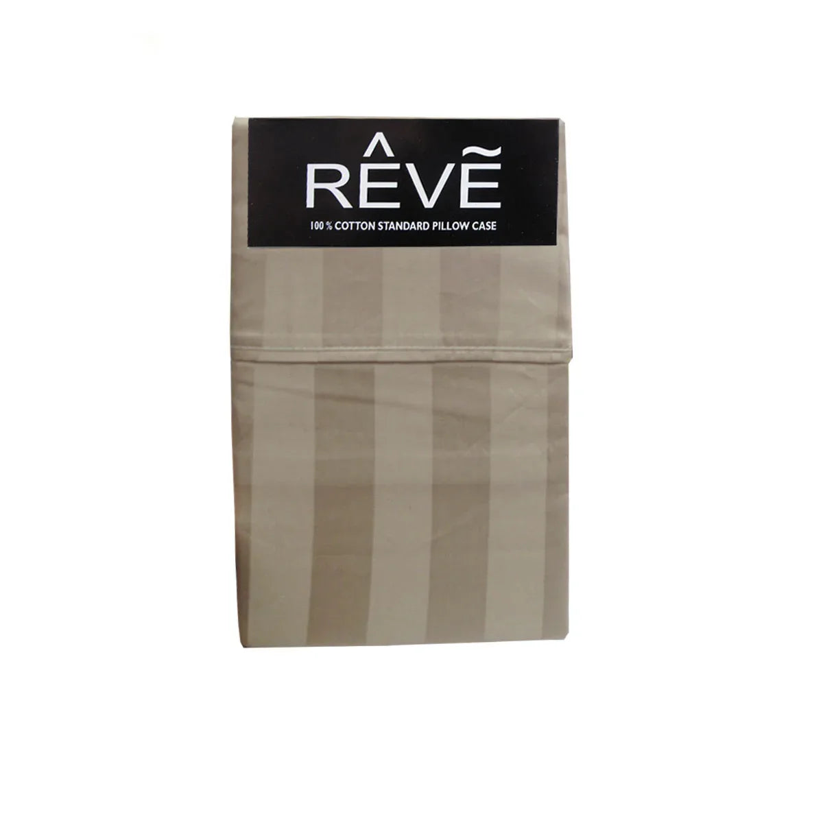 Pair of Reve 100% Cotton Standard Pillowcases 48 x 74 cm Wide Stripe Taupe - Mekamart Australia