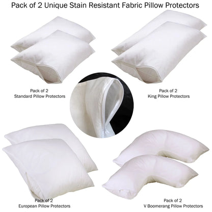 Set of 2 Stain Resistant Pillow Protectors Standard - Mekamart Australia