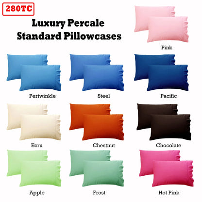 280TC Luxury Percale Standard Pillowcases Steel - Mekamart Australia