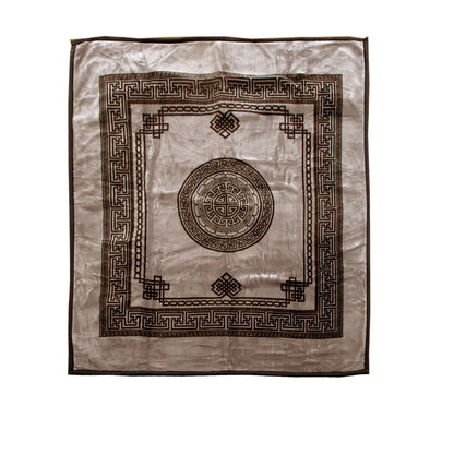 1000GSM Olympia Greek Key Luxury Quality 2 Ply Mink Blanket Queen Taupe - Mekamart Australia