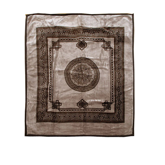 1000GSM Olympia Greek Key Luxury Quality 2 Ply Mink Blanket Queen Taupe - Mekamart Australia