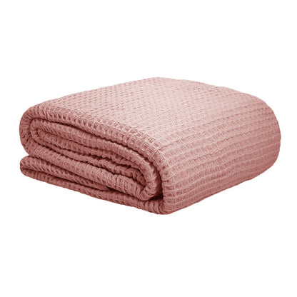 Cotton Waffle Blanket Dusty Pink Queen - Mekamart Australia