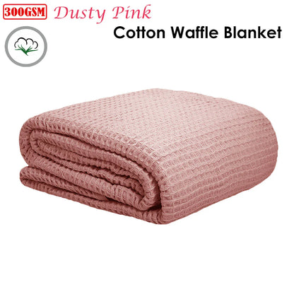 Cotton Waffle Blanket Dusty Pink Queen - Mekamart Australia