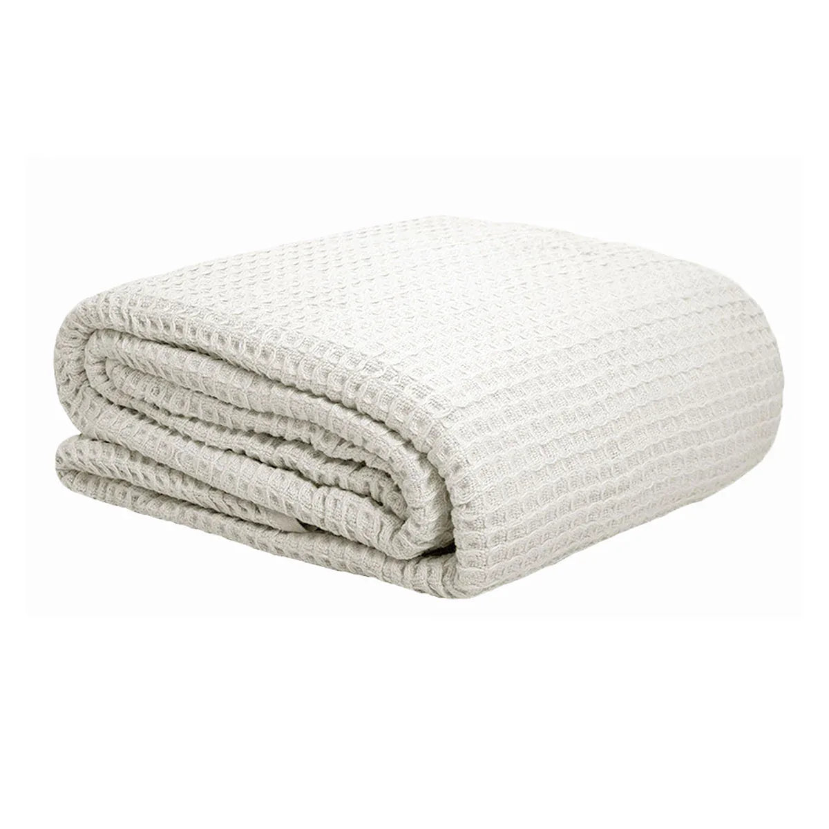 Cotton Waffle Blanket White Queen - Mekamart Australia