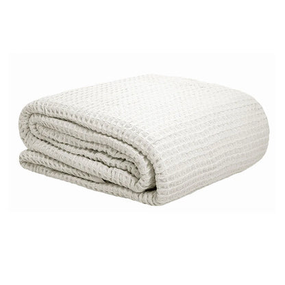 Cotton Waffle Blanket White Queen - Mekamart Australia