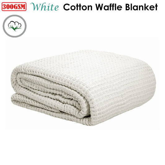 Cotton Waffle Blanket White Queen - Mekamart Australia