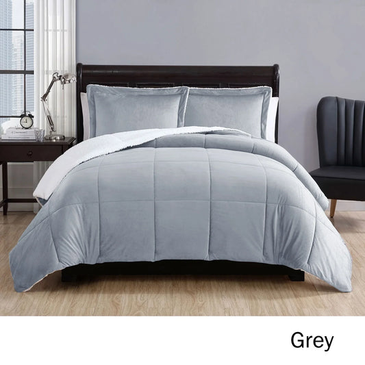 3 Piece Micro Mink Comforter Set Grey Queen - Mekamart Australia