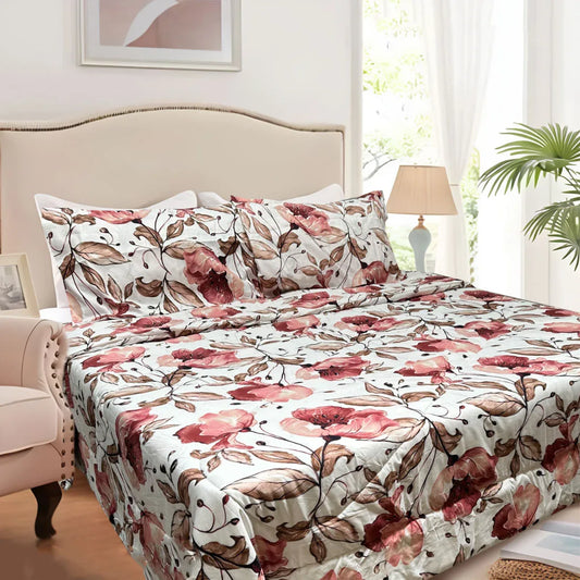 Hotel Living 3 Pce Light Weight Comforter Set Queen/King Corbett Floral Autumn - Mekamart Australia