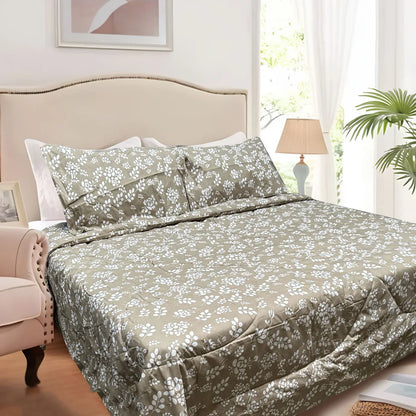 Hotel Living 3 Pce Light Weight Comforter Set Queen/King Corbett Floral Outlines - Mekamart Australia
