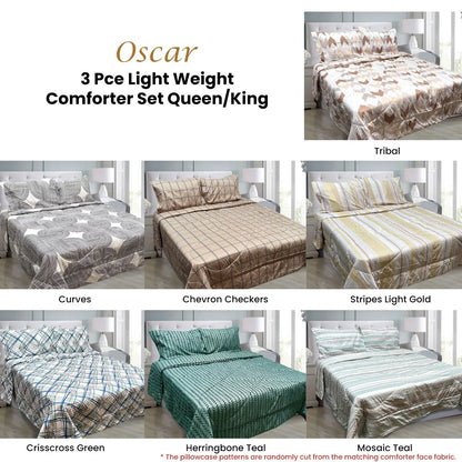 Hotel Living 3 Pce Light Weight Comforter Set Queen/King Oscar Crisscross - Mekamart Australia