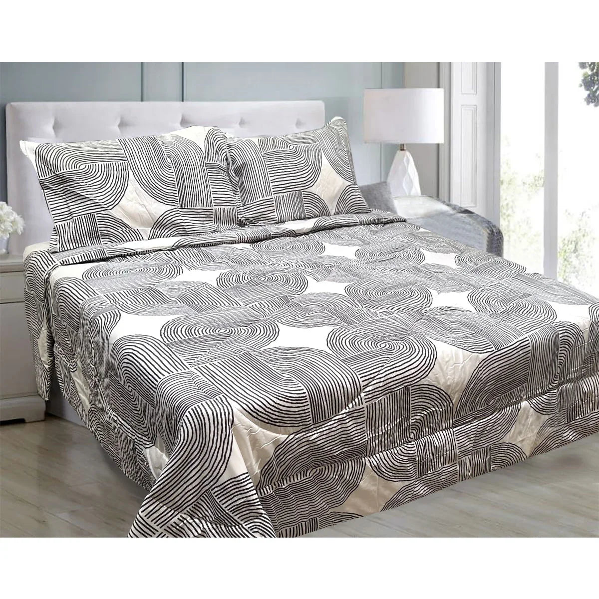 Hotel Living 3 Pce Light Weight Comforter Set Queen/King Oscar Curves - Mekamart Australia