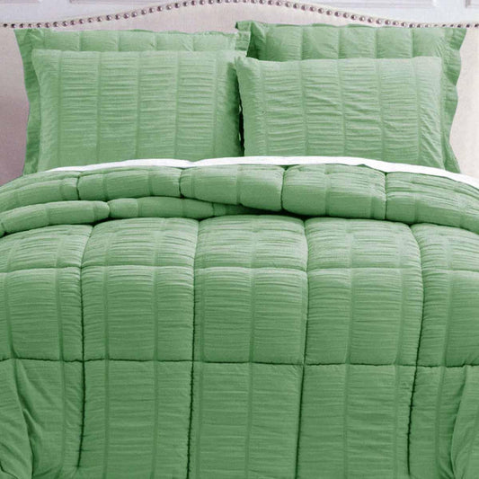 Hotel Living Seersucker Comforter Set Queen Green - Mekamart Australia