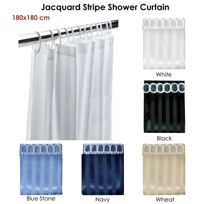 Jacquard Stripe Shower Curtain Navy - Mekamart Australia