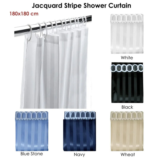 Jacquard Stripe Shower Curtain Wheat - Mekamart Australia