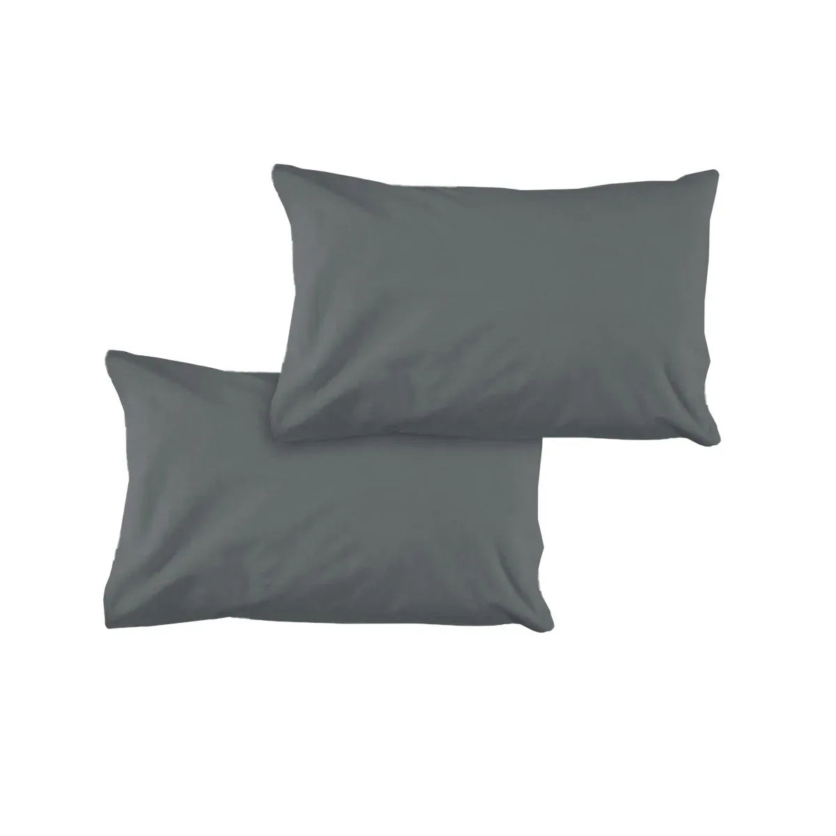 Pair of Solid Colour Microfiber Standard Pillowcases 48x73cmx15cm (Flap) Charcoal - Mekamart Australia