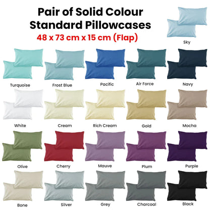 Pair of Solid Colour Microfiber Standard Pillowcases 48x73cmx15cm (Flap) Charcoal - Mekamart Australia