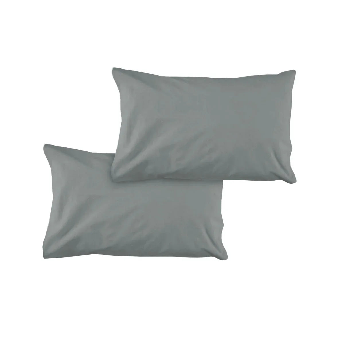 Pair of Solid Colour Microfiber Standard Pillowcases 48x73cmx15cm (Flap) Grey - Mekamart Australia