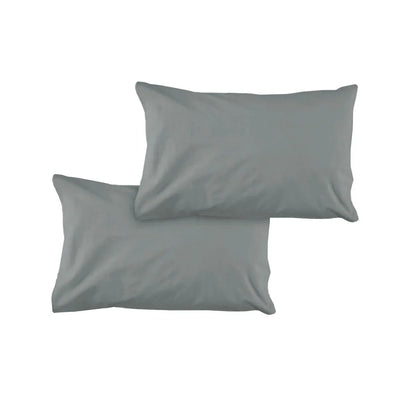 Pair of Solid Colour Microfiber Standard Pillowcases 48x73cmx15cm (Flap) Grey - Mekamart Australia