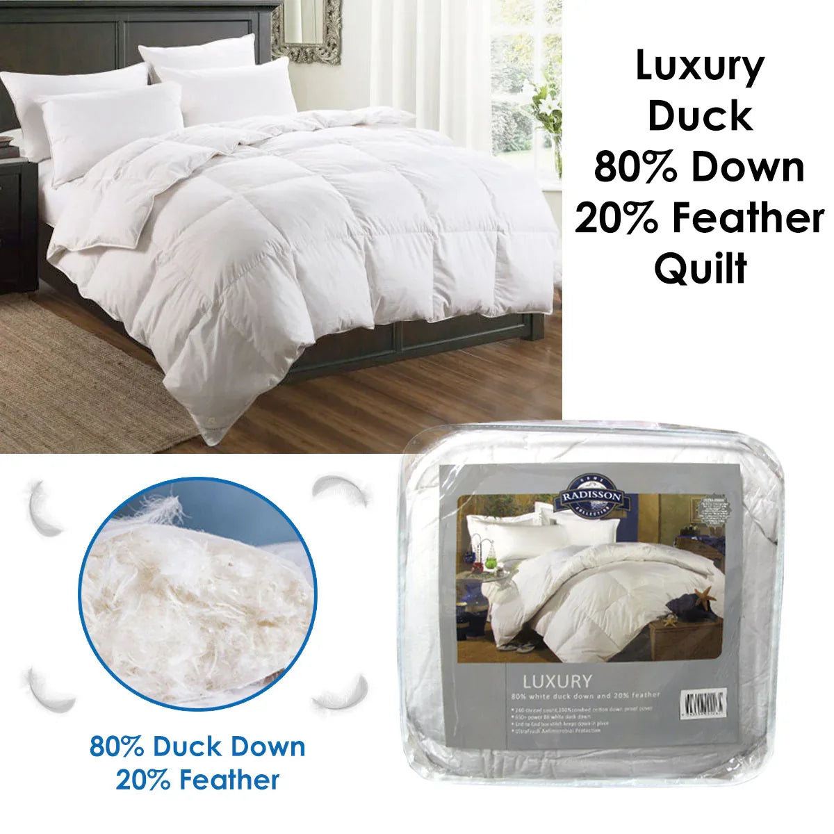 Luxury Duck 80% Down 20% Feather Quilt Queen - Mekamart Australia