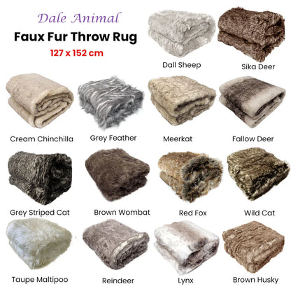 Dale Animal Faux Fur Throw Rug 127 x 152 cm Dall Sheep - Mekamart Australia