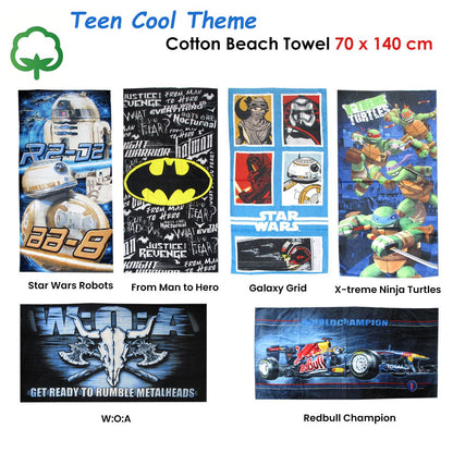 Teen Cool Theme Cotton Beach Towel 70 x 140 cm Star Wars Robots R2-D2 BB-8